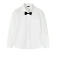 thumbnail image 1 of LYMAYTER 3-16 Years Kids Boys Dress Shirt Long Sleeve Slim Fit Costume Dress Shirt Toddler Button-Down Collared Dress Shirt with Chest Pocket Bow Knot /Tie, 1 of 9