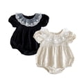 thumbnail image 1 of LYMAYTER‌ 3-24M‌‌‌‌ Newborn Baby Infant Summer Bubble-Sleeve Romper Lace Collar Short-Sleeve Comfort Set, 1 of 8