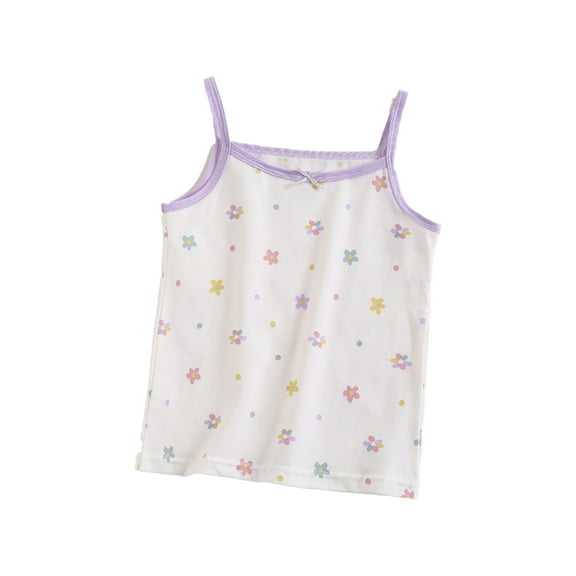 LYMAYTER 3-8 T Girls Cotton Tank Undershirts for Kids Toddler Lace Soft Spaghetti Strap Bottoming Shirt (Multipack)