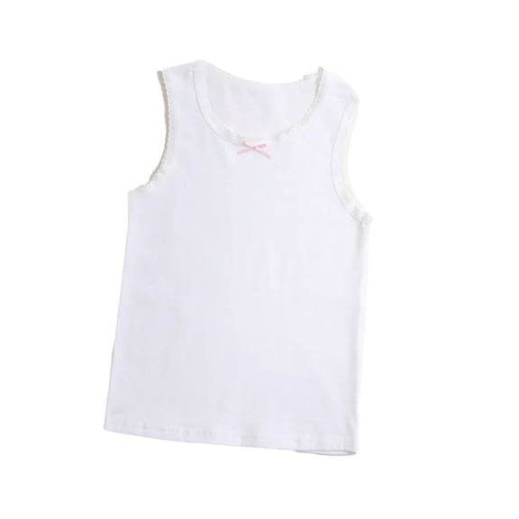 LYMAYTER 3-8 T Girls Cotton Tank Undershirts for Kids Toddler Lace Soft Spaghetti Strap Bottoming Shirt (Multipack)