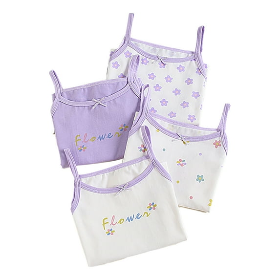 LYMAYTER 3-8 T Girls Cotton Tank Undershirts for Kids Toddler Lace Soft Spaghetti Strap Bottoming Shirt (Multipack)