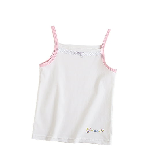 LYMAYTER 3-8T Toddler Kids Girls Cotton Vest Baby Cute Print Camisole Tank Tops Summer Spaghetti Strap Undershirt (Multipack)