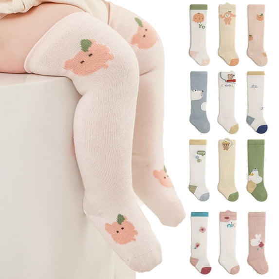 LYMAYTER 3 Pair Baby Girls Boys Animal Knee High Socks Warm Cotton for Toddlers Infants Winter Style 0-3Y