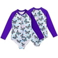 thumbnail image 1 of LYMAYTER 4-12 Years Girls One Piece Swimsuits Long Sleeve Rash Guard Swimwear Kids Hawaiian Bathing Suit Upf 50+ Sun Protection Swim Shirts for Kids Toddler, 1 of 10