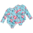 thumbnail image 1 of LYMAYTER 4-12T Girls Rash Guard One Piece Swimsuits Stripes Long Sleeve Zipper Bathing Suits UPF 50+/Sun Protection Tropical Plant Flowers Swimwear, 1 of 11