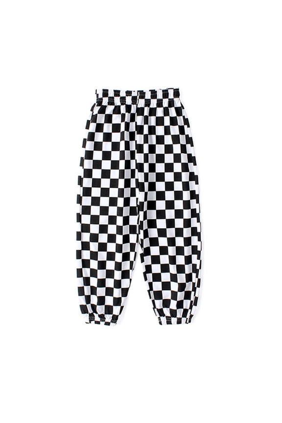 4-12Y Kids Toddler 100% Cotton Pants for Boys Breathable Casual Pants with Elastic Waist Plaid Cotton Pants