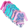 thumbnail image 1 of LYMAYTER 4-9Y Kids Girls Swimwear Set Youth Long Sleeves Top+cute Prints Shorts Swimsuits Suit Toddler Fashion and Comfort Bathing Suit Outfit, 1 of 8