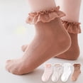 thumbnail image 1 of LYMAYTER 4 Pack Dance Socks for Toddler Baby Girls Ruffle Socks Eyelet Mesh Ankle Dress Socks 0-12Y, 1 of 7