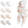 thumbnail image 1 of LYMAYTER 4 Pack Kids Girls Socks Toddler Ruffle Soft Eyelet Mesh Dress for Princess Socks 0-8Y, 1 of 7