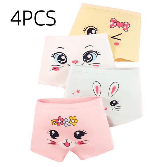 LYMAYTER 4PCS Cotton Underwear for Toddler Little Girls Cute Soft Breathable Comfortable Daily Wear Panties