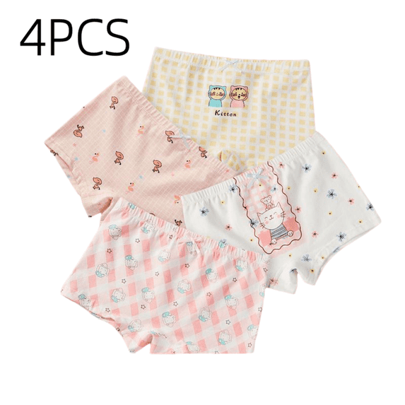 LYMAYTER 4PCS Girls Cotton Boxer Briefs Toddler Girls Lightweight Soft Breathable Daily Wear Underwear