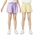 thumbnail image 1 of LYMAYTER 5-12 Years Girls Soft Shorts Teenagers Cotton Striped Shorts Summer Casual Sweat Pants for Kids, 1 of 9