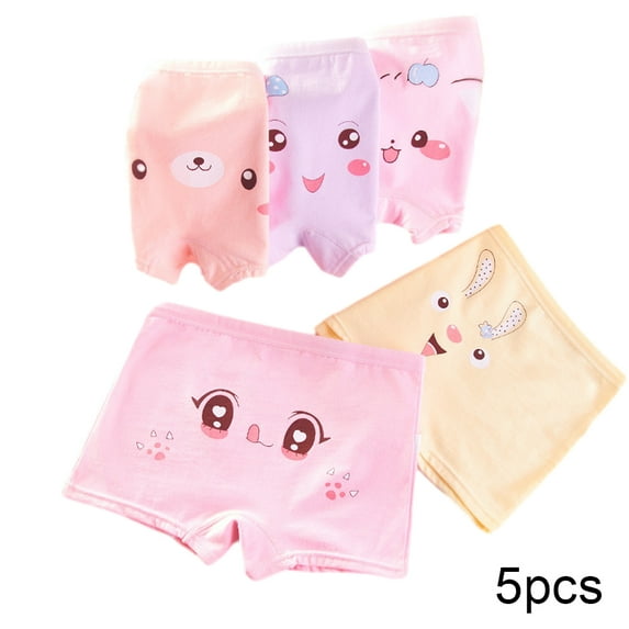 LYMAYTER 5 PCS Little Girls Underwear Panties for Kids Soft Skin-Friendly Boxer Briefs Toddler Four Seasons Cotton Four Corners Shorts for 3-12 Years