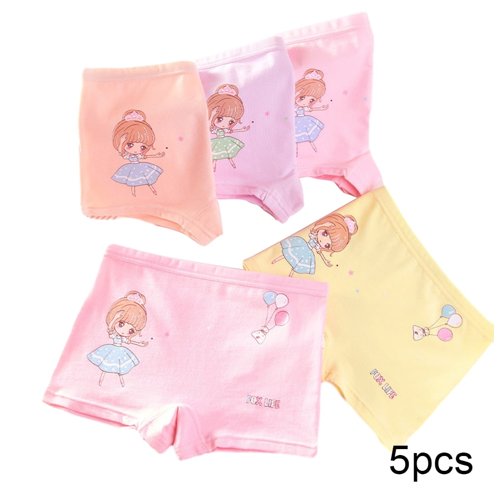 LYMAYTER 5 PCS Little Girls Underwear Panties for Kids Soft SkinFriendly Boxer Briefs Toddler