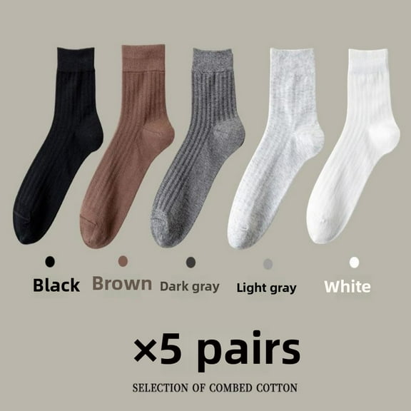 LYMAYTER 5-Pack Men's Everyday Crew Socks Cotton Breathable Socks Comfort Athletic Socks‌