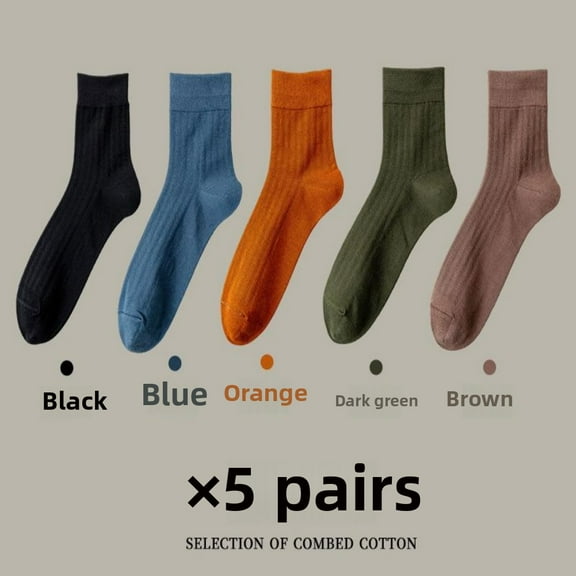 LYMAYTER 5-Pack Men's Everyday Crew Socks Cotton Breathable Socks Comfort Athletic Socks‌