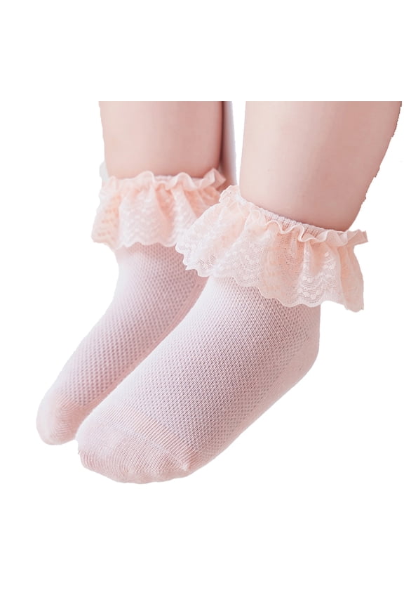 6 Pack ‌Toddler Socks Baby Girl Frilly Dress Sock for 0-12Y Kids Short Cylinder Tutu Socks