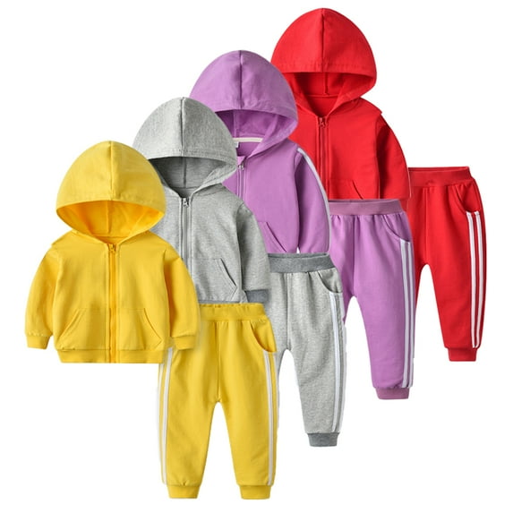 LYMAYTER 6M-5T Toddler Baby Girls Boys Hooded Full Zip Sweatshirt Set 2PCS Spring Fall Casual Tracksuit Jogger Sports Suit Infant Athletic Sweatsuits Jogger Sweatpants Suits
