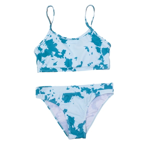 LYMAYTER 7-14 Years Girls Bikini Swimsuits Outfit Hawaiian Split Swimwear Set 2PCS Youth Summer Prints Bathing Suit for Girls