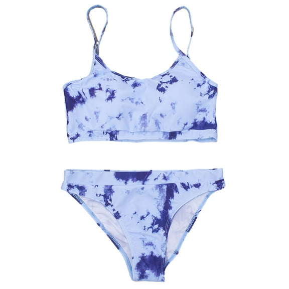 LYMAYTER 7-14 Years Girls Bikini Swimsuits Outfit Hawaiian Split Swimwear Set 2PCS Youth Summer Prints Bathing Suit for Girls