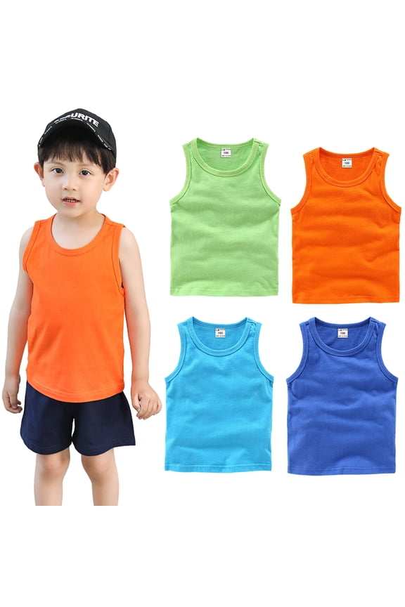 9M-10Y Toddler Baby Girls Boys Sleeveless T-Shirt Kids Infant Tank Tops Undershirts Solid Color Crew Neck Casual Sport Workout Vest
