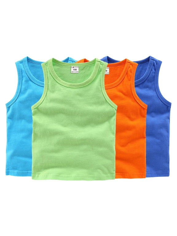 9M-10Y Toddler Baby Girls Boys Sleeveless T-Shirt Kids Infant Tank Tops Undershirts Solid Color Crew Neck Casual Sport Workout Vest