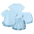 thumbnail image 1 of LYMAYTER 9M-7T Girls Summer Shorts Set for Baby Toddler 2PCS Short Sleeve Ruffle Cotton T-Shirt and Elastic Drawstring Shorts Pants Sets, 1 of 11