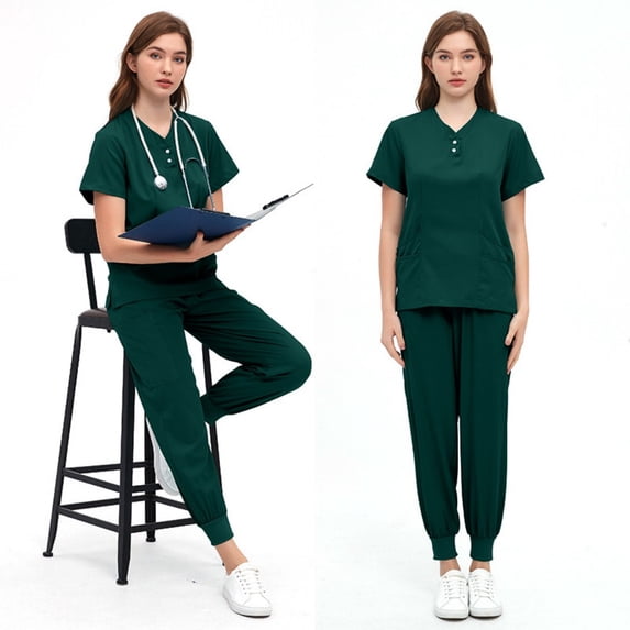 LYMAYTER Anti-Wrinkle Medical Uniform Nurse Uniform for Women's Stretch Medical Uniform Short Sleeve Nurse Uniform S-2XL
