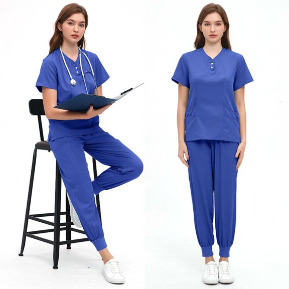 LYMAYTER Anti-Wrinkle Medical Uniform Nurse Uniform for Women's Stretch Medical Uniform Short Sleeve Nurse Uniform S-2XL