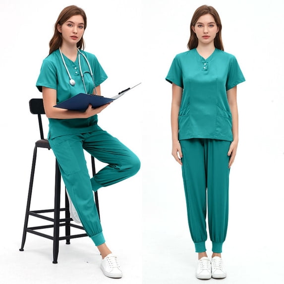 LYMAYTER Anti-Wrinkle Medical Uniform Nurse Uniform for Women's Stretch Medical Uniform Short Sleeve Nurse Uniform S-2XL