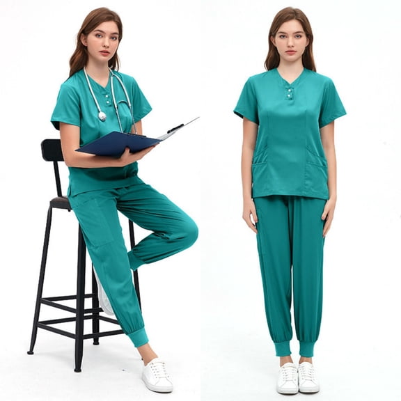 LYMAYTER Anti-Wrinkle Medical Uniform Nurse Uniform for Women's Stretch Medical Uniform Short Sleeve Nurse Uniform S-2XL