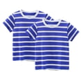 thumbnail image 1 of LYMAYTER Baby Boys Girls Short Sleeve T-Shirts Summer Stripe Cotton Tees Tops Casual Crewneck Tee Shirt for Toddler Kids 1-9Y, 1 of 9