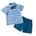thumbnail image 1 of LYMAYTER Baby Boys T-Shirt Set Toddler Short Sleeve Tees Two-Piece Set Kids Gentleman's Collar Tops+elastic Shorts Outfit Newborn Casual Versatile Tees Set for 12-5Y, 1 of 10
