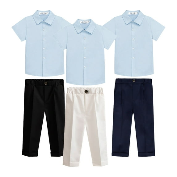 LYMAYTER Baby Formal Boy Suit Shirt Bowtie Suspenders Pants Jeans/Shorts Toddler Wedding Outfit Set