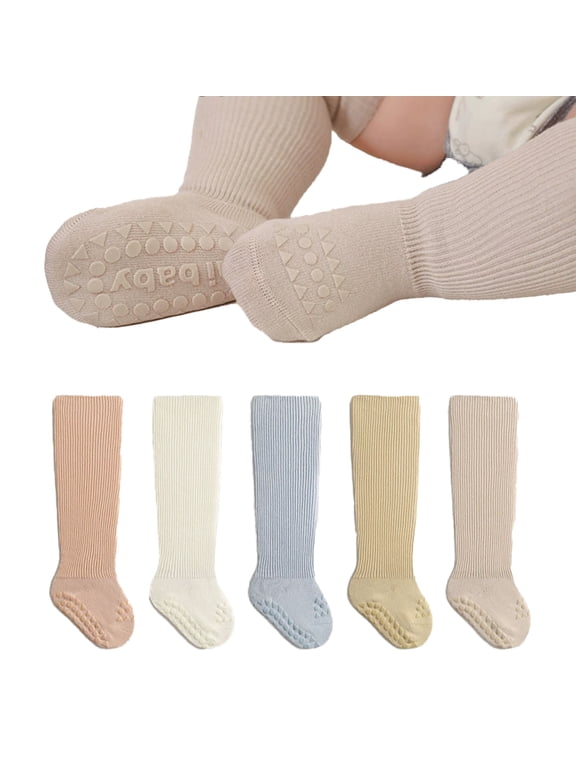 Baby Girls Boys Knee High Non-Skid Socks for 0-3Y Newborn Infants Toddler Floor Stockings 1 Pair