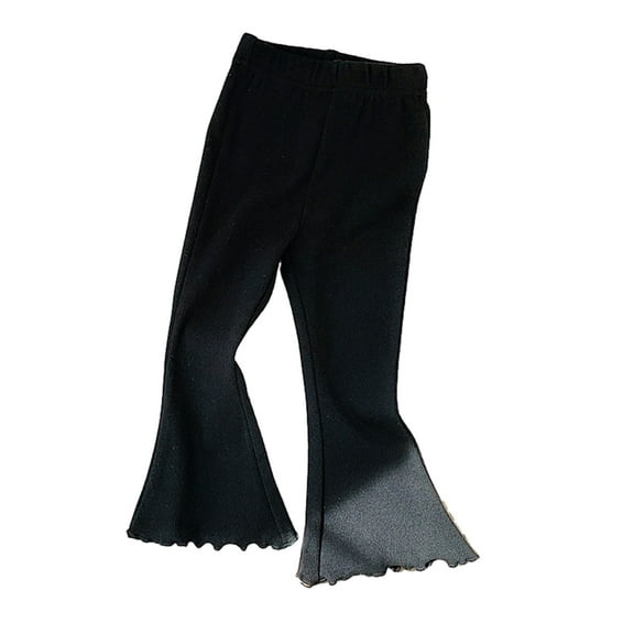 LYMAYTER Baby Girls Flare Pants Toddler Elastic Waist Stretch Trousers Kids Solid Color Yoga Bottoms Pants for 1-10 Years