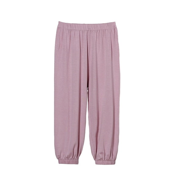 LYMAYTER Baby Kids Girls Boys Long Trousers Ice Silk Anti-Mosquito Lantern Pants Toddler Summer Casual Sweat Pants for 2-12 Years