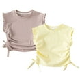 thumbnail image 1 of LYMAYTER Baby Kids Girls Summer T-Shirt Sleeveless drawstring Tees Tops Toddler Cotton Pullover Vest for 1-8 years, 1 of 8