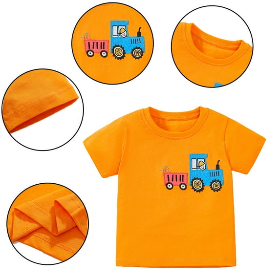 LYMAYTER Baby Toddler Boys Casual Short-Sleeve T-Shirt Kids Summer 100% Organic Cotton Tees Shirt Top for 2-8 Years Old