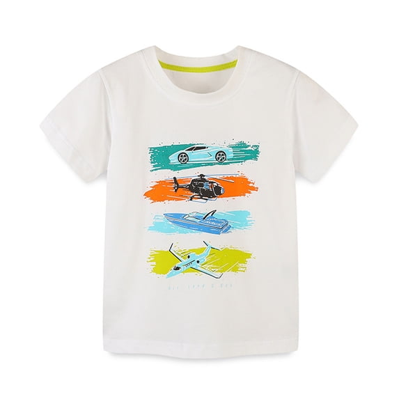 LYMAYTER Baby Toddler Boys Short-Sleeve T-Shirt Kids Summer 100% Organic Cotton Tees Shirt Top for 2-7 Years Old