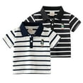 thumbnail image 1 of LYMAYTER Baby Toddler Boys Short Sleeves Lapel T-Shirt 1-7Y Kids Summer Striped Cotton Shirt Tops with Buttons Pure Cotton Casual Tee Shirt, 1 of 10
