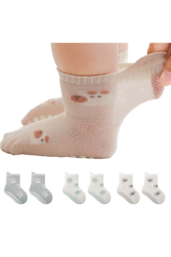 Baby Toddler Non-Slip Ankle Socks 1Pairs Cute Cartoon Design Grip Sole for 0-5Y Infants Kids Girls