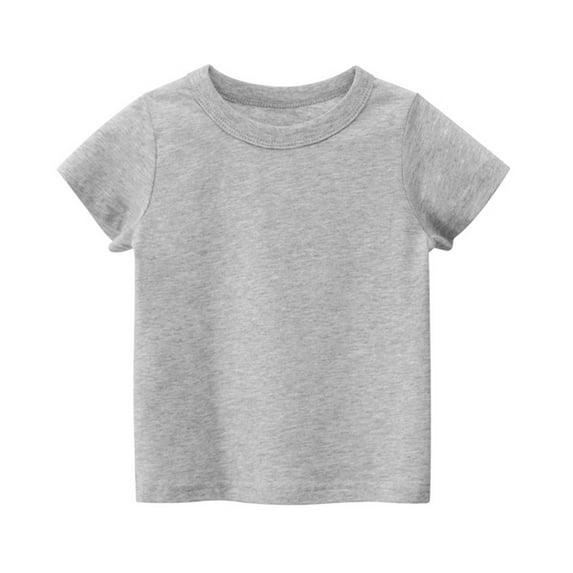 LYMAYTER Baby Toddler Short Sleeve T-Shirt for Boys Girls,Kids 100% Organic Cotton Tee Crew Neck Solid Color Tees Shirts,Size 1-9T