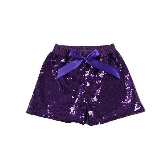 LYMAYTER Baby Toddler Sparkle Sequin Shorts Double Sided Elastic Waist Party Stage Performance Shorts 0-6Y
