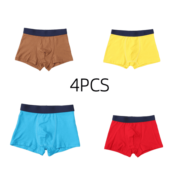 LYMAYTER Boys Breathable Briefs Cotton Mid Waist Underwear Solid Color Simple Comfort Underwear 4pcs