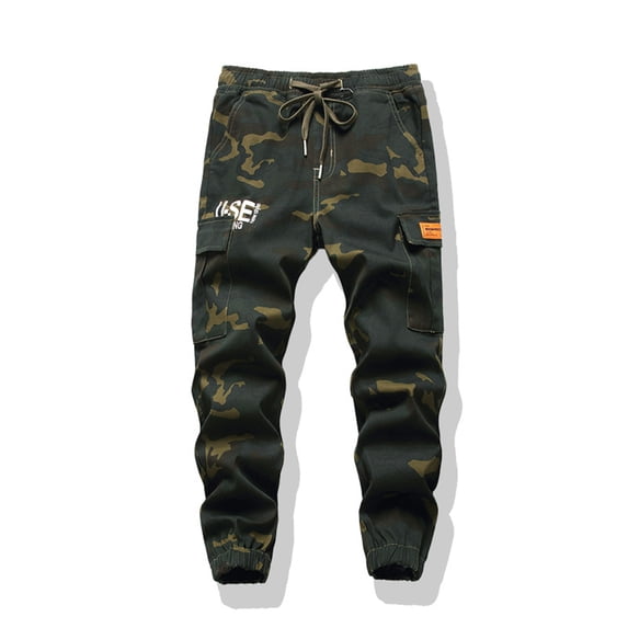 LYMAYTER Boys Camo Cargo Pattern for 6-15Y Kids Elastic Waist Comfortable Pants Casual Joggers Daily Wear Bottoms