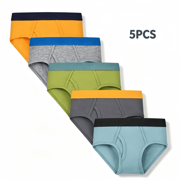 LYMAYTER Boys' Cotton Briefs, Premium Cotton Soft Comfort Underwear For Boys Ages 3-10, 5-Pack