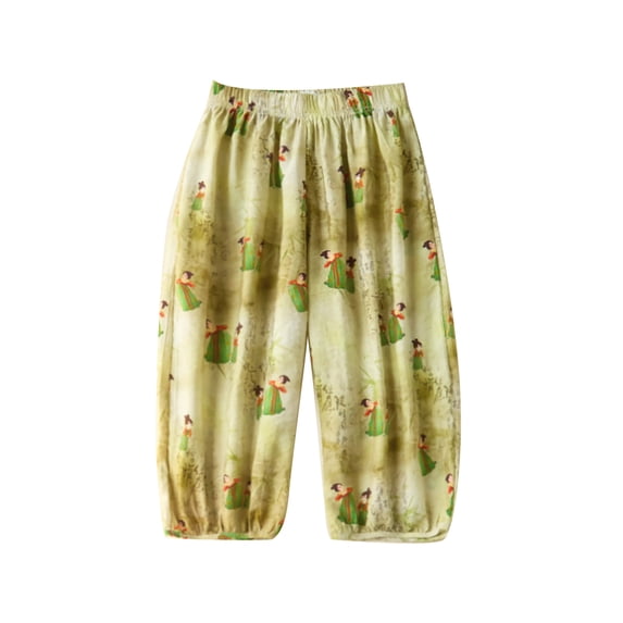 LYMAYTER Boys Girls Air-Conditioning Pants Kids Toddler Summer Cotton Linen Solid Color Lantern Pants Youth Teen Casual Thin Section Anti-Mosquito Sweat Pants for 1-15T