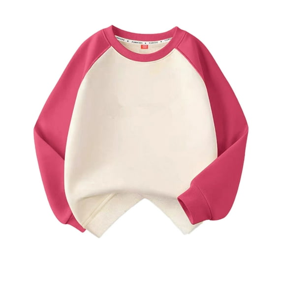 LYMAYTER Boys Girls Cotton Sweatshirt for Kids Toddler Solid Color Shirt Youth Long Sleeve Sweatsuit 5-14 Years