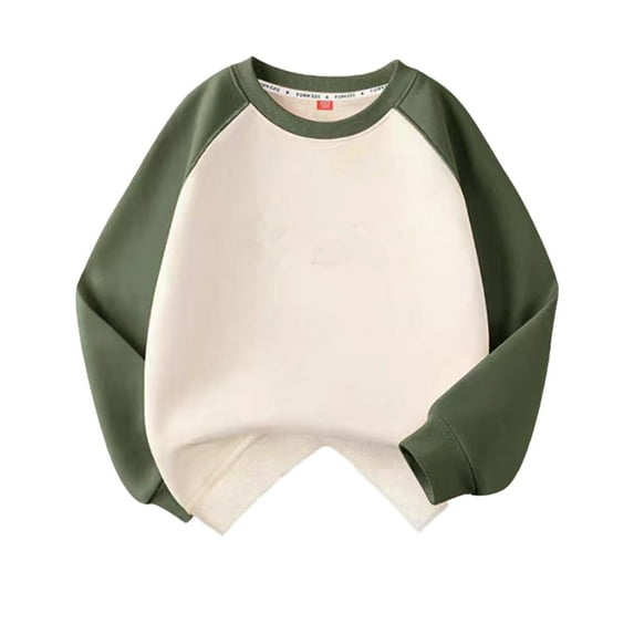 LYMAYTER Boys Girls Cotton Sweatshirt for Kids Toddler Solid Color Shirt Youth Long Sleeve Sweatsuit 5-14 Years